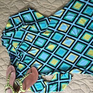 Kaari Blue A-Line Geometric Dress